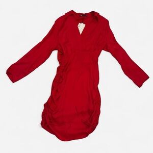 Zara Elegant Sexy Red Gathered Dress Size XS NWT Sexy Hot Red Mini Maximalism